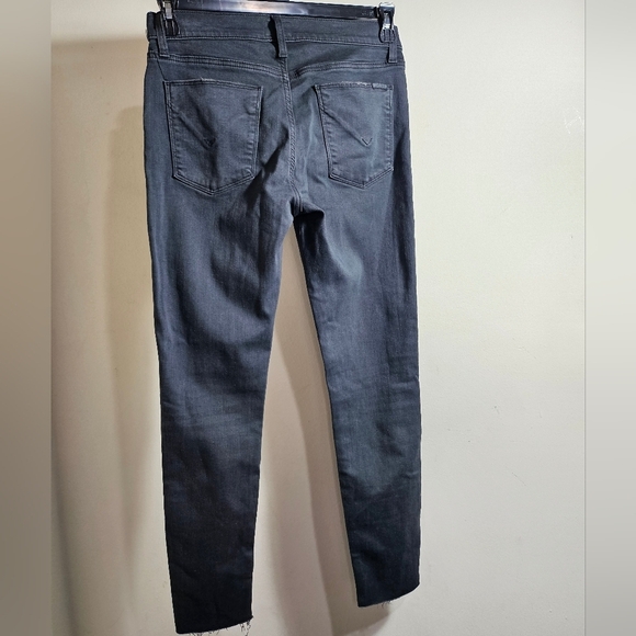 Hudson Jeans Nico Midrise Raw Hem Super Skinny Black Acid Wash Distressed 29/8 - Picture 3 of 9
